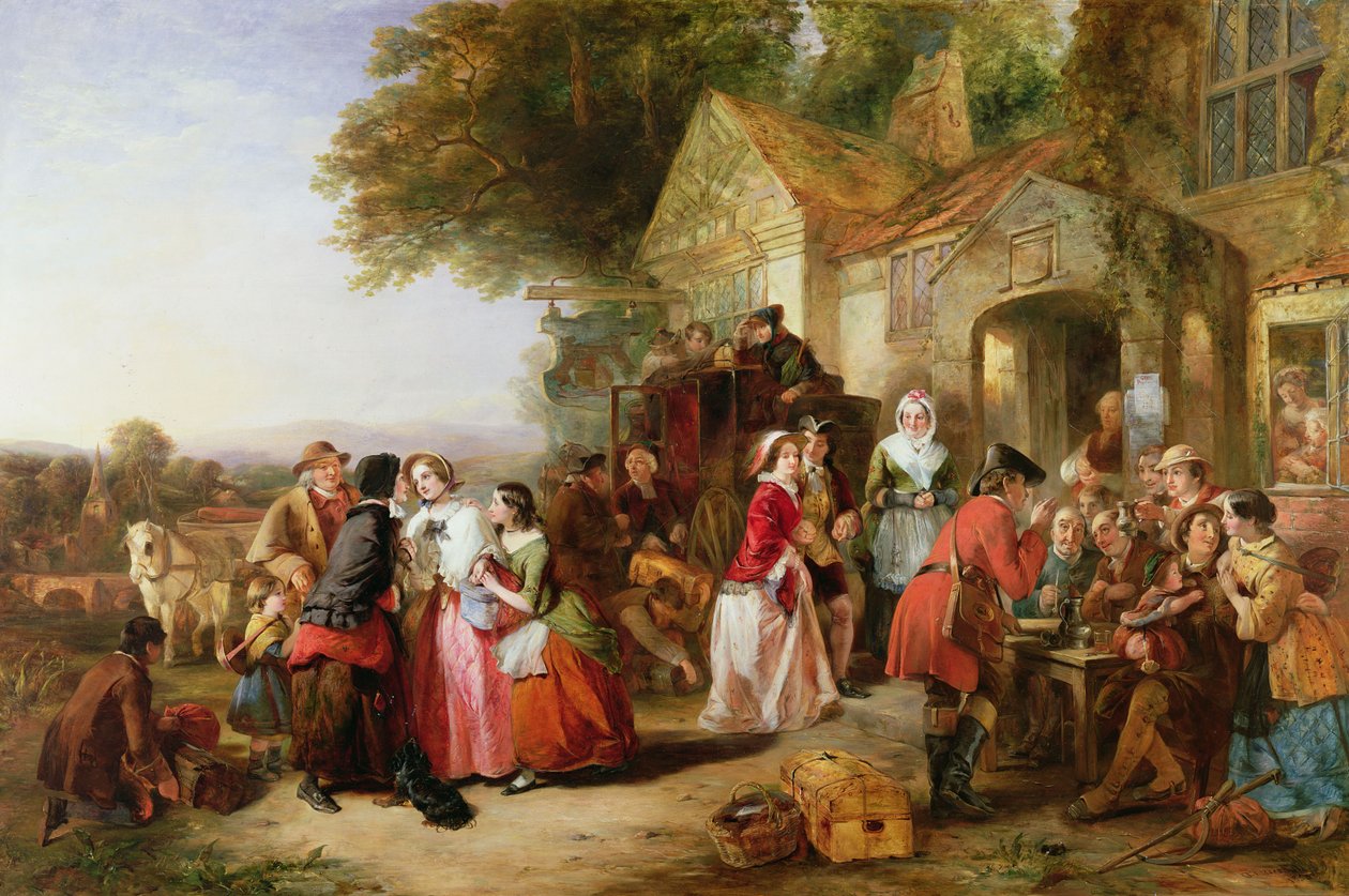 Bir meyhanenin dışındaki yolcular, 1850 by Thomas Falcon Marshall