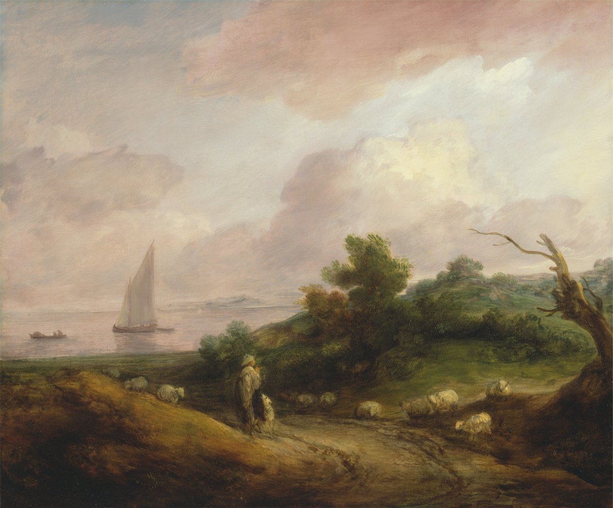 Bir Çoban ve Sürüsü ile Sahil Manzarası by Thomas Gainsborough