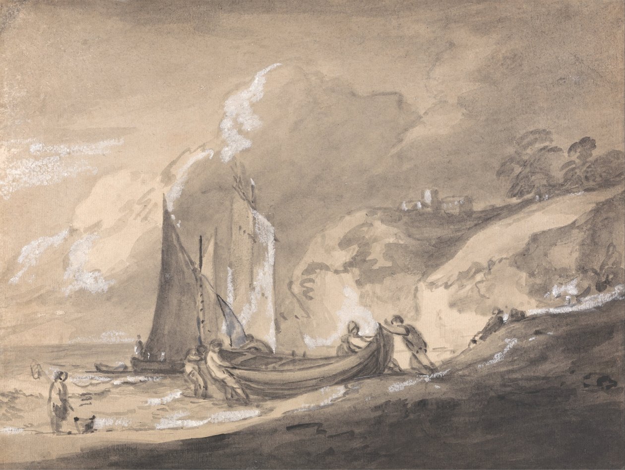 Figürler ve Teknelerle Sahil Manzarası by Thomas Gainsborough