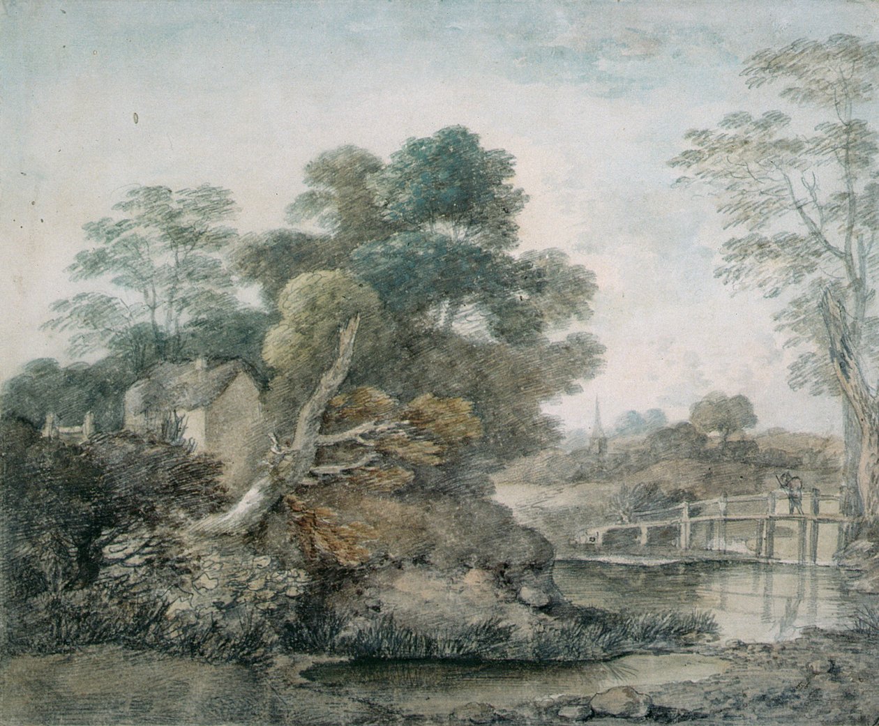 Kulübe ve Dere ile Peyzaj by Thomas Gainsborough