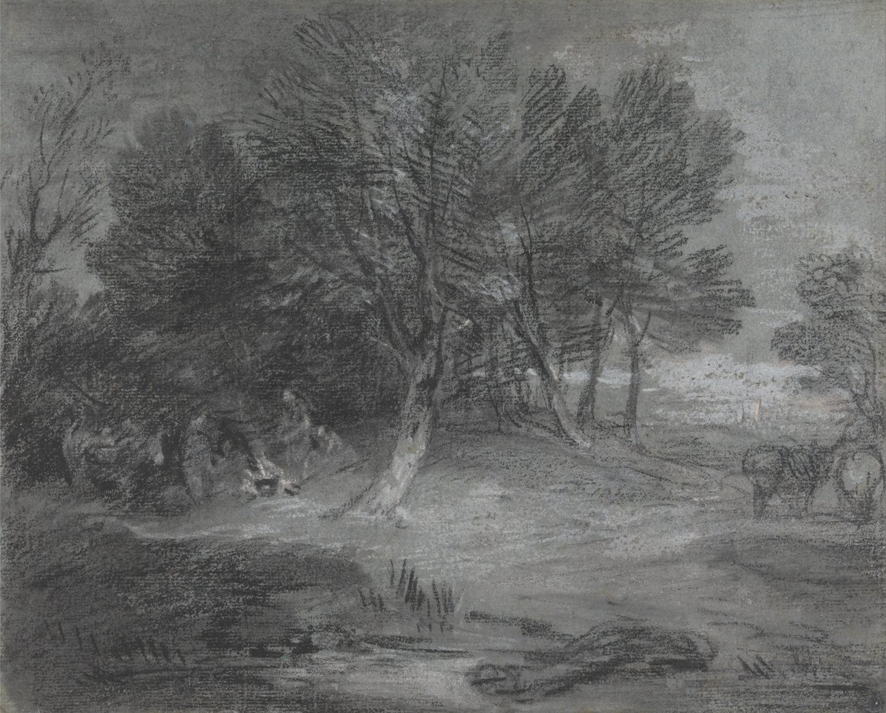 Çingene Kampı ile Ormanlık Peyzaj by Thomas Gainsborough