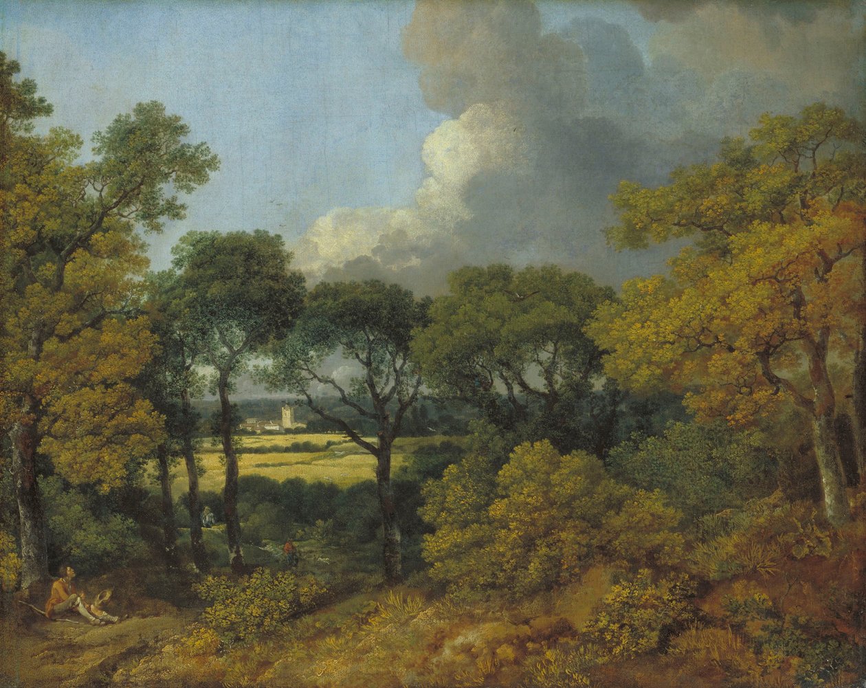 Köylü Dinlenme ile Ormanlık Peyzaj by Thomas Gainsborough