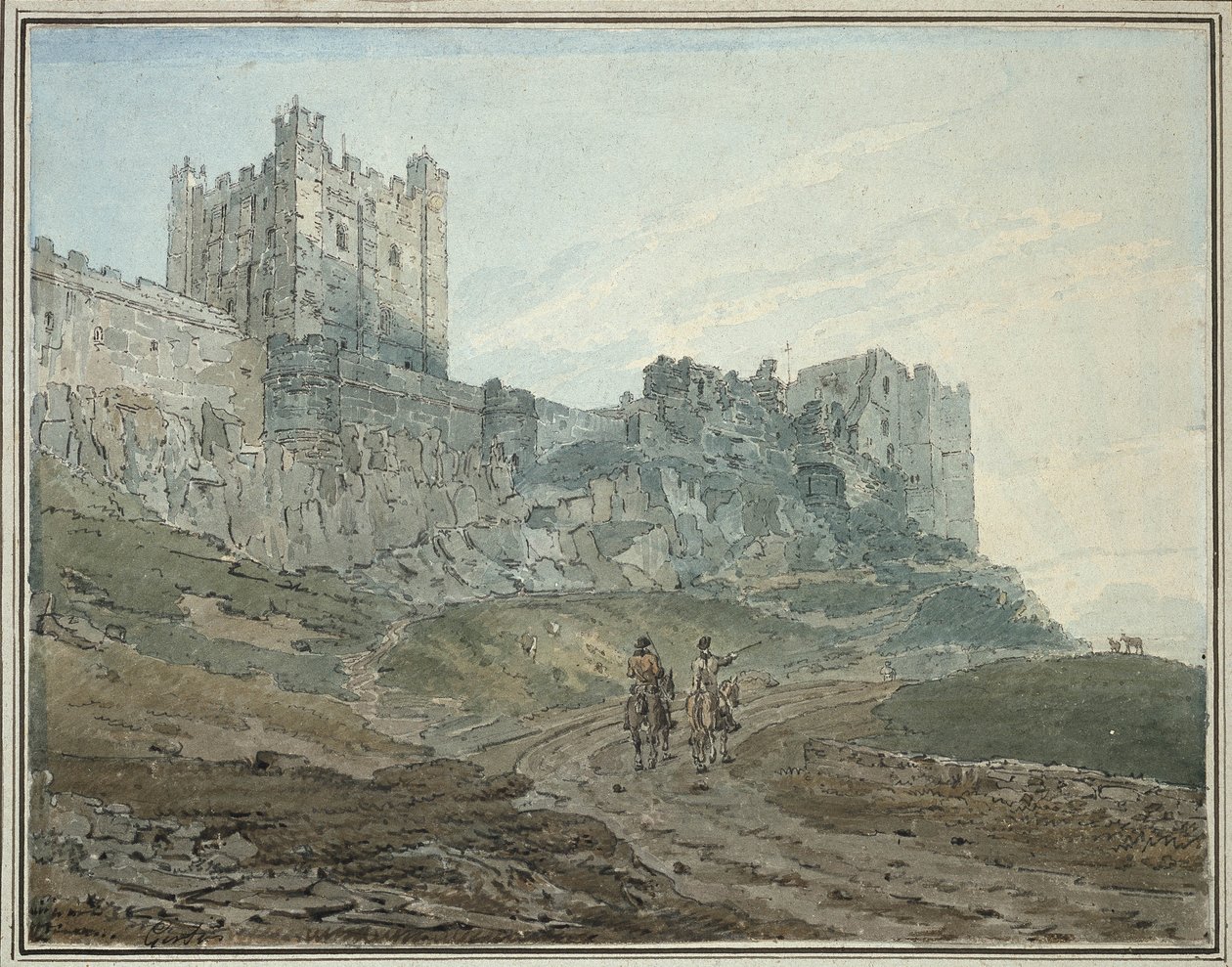 Bamburgh Kalesi, Northumberland, 18. yüzyıl by Thomas Girtin