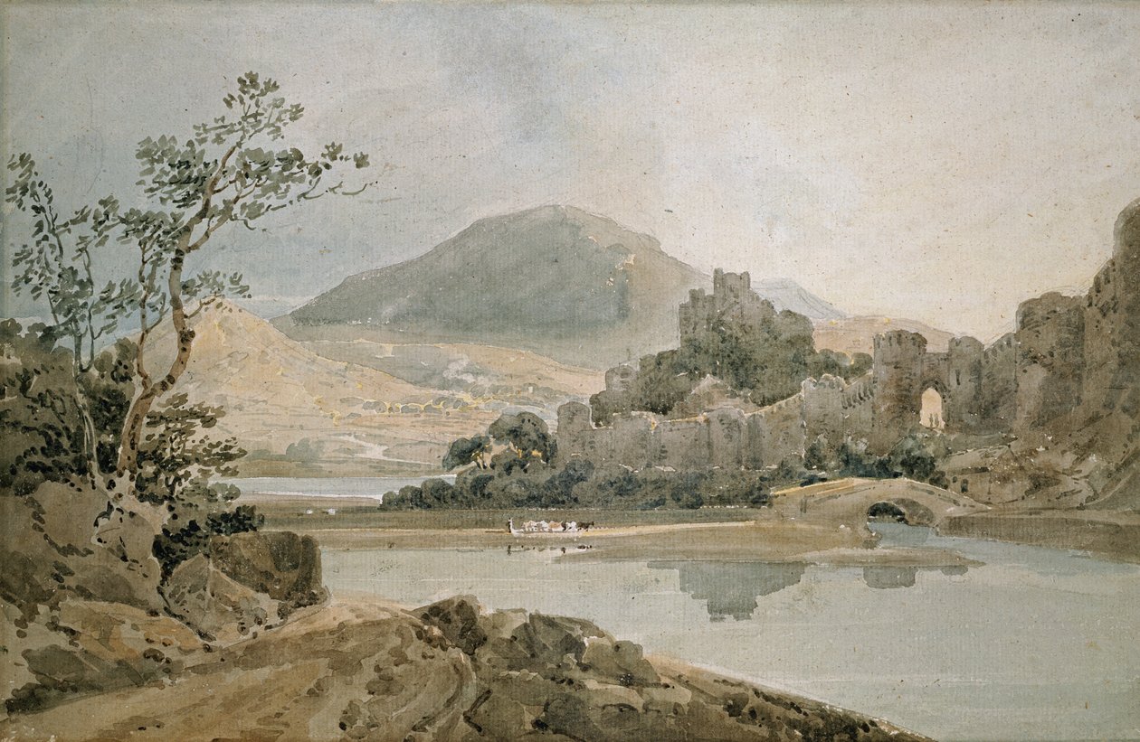 Conway Castle, Kuzey Galler (kağıt üzerinde wc) by Thomas Girtin