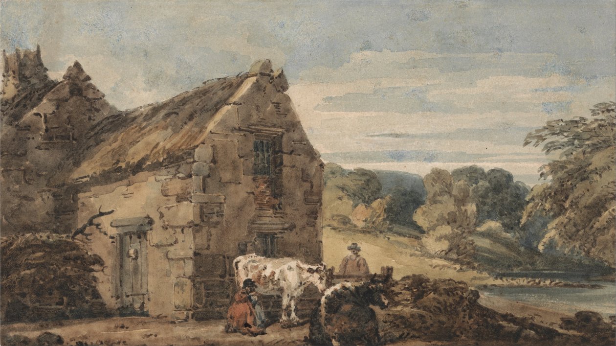 Newcastle, Northumberland yakınlarında kır evi by Thomas Girtin