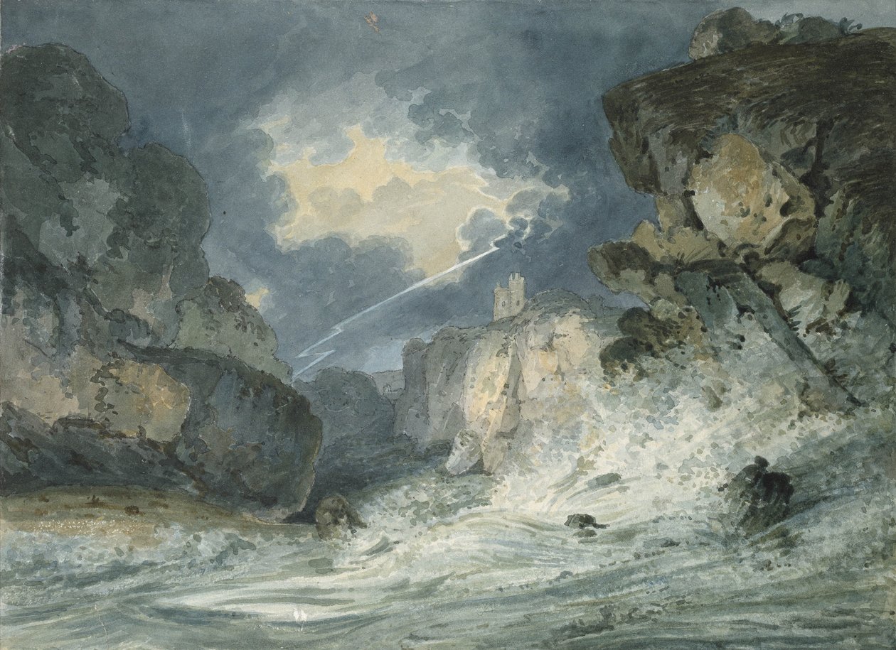 Fırtınada Dunstanburgh Kalesi, 18. yüzyıl by Thomas Girtin