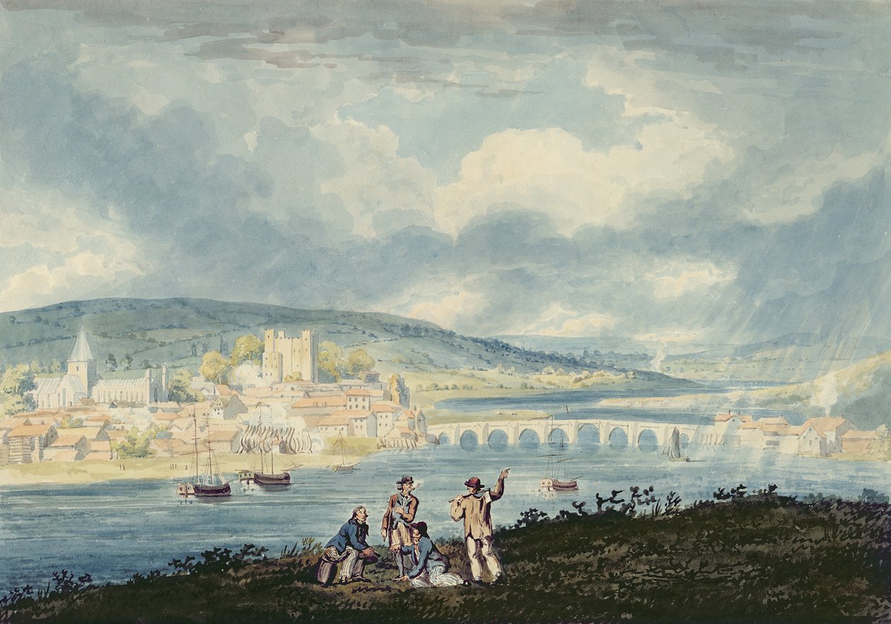 Rochester, Kuzeyden, c.1790 (kağıt üzerinde yıkama ile kurşun kalem üzerinde wc) by Thomas Girtin