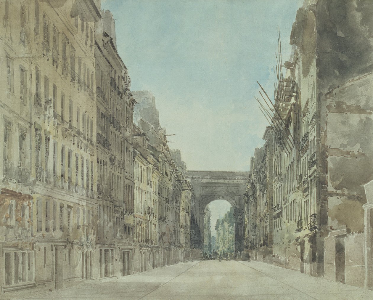 Rue ve Porte St Denis, Paris by Thomas Girtin