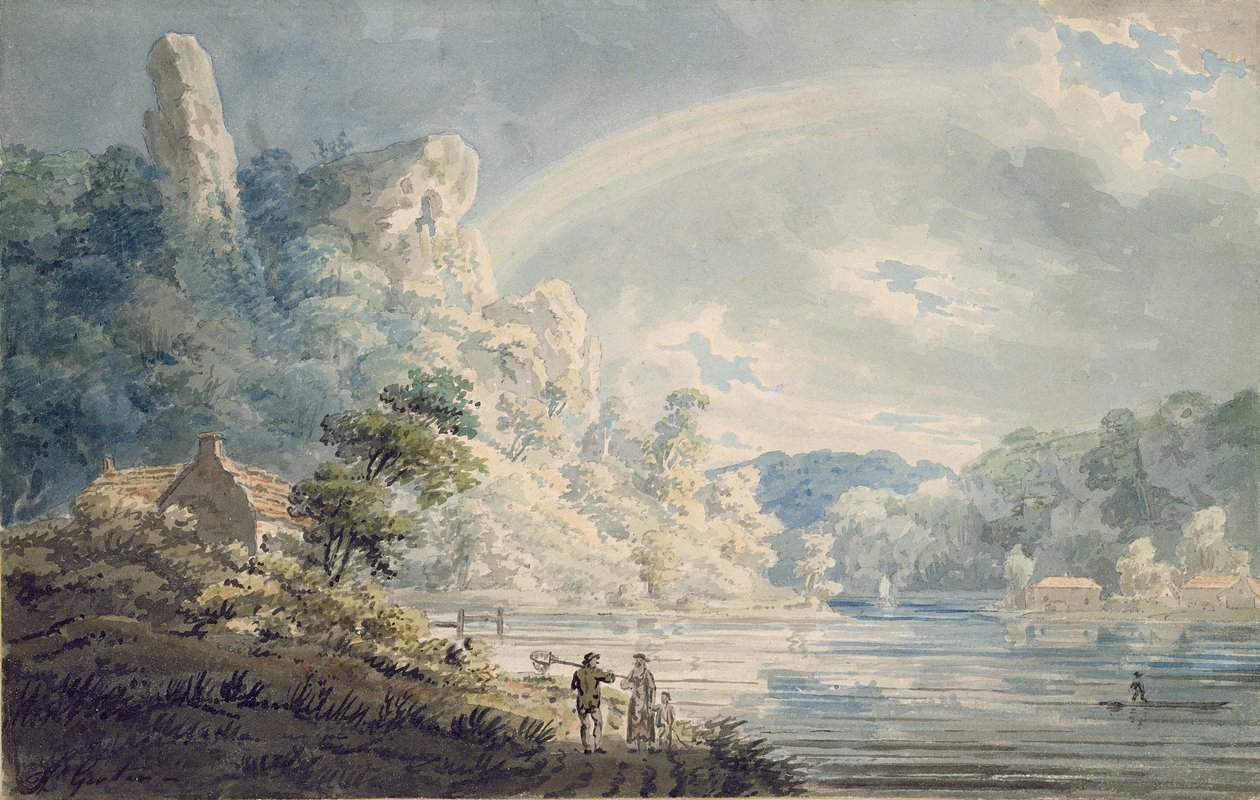 New Weir, Monmouthshire yakınlarında bir sahne by Thomas Girtin