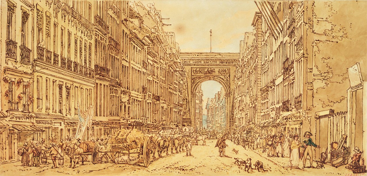 The Faubourg and the Porte Saint-Denis, 1801  by Thomas Girtin