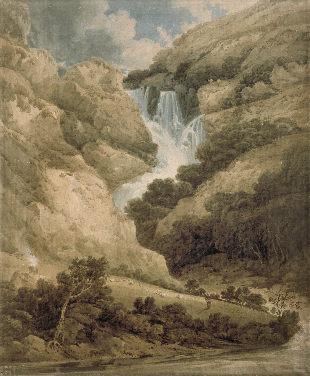 Lodore Şelaleleri ile Watendlath Boğazı by Thomas Girtin