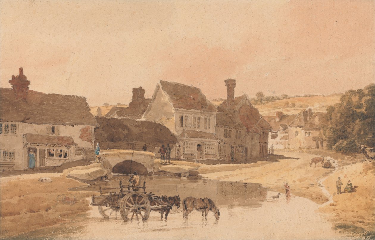 Kirkstall Köyü, Yorkshire by Thomas Girtin