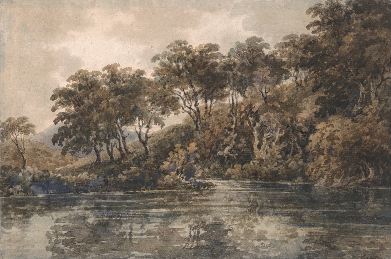 Bromley, Kent yakınlarındaki Ağaçlar ve Gölet by Thomas Girtin