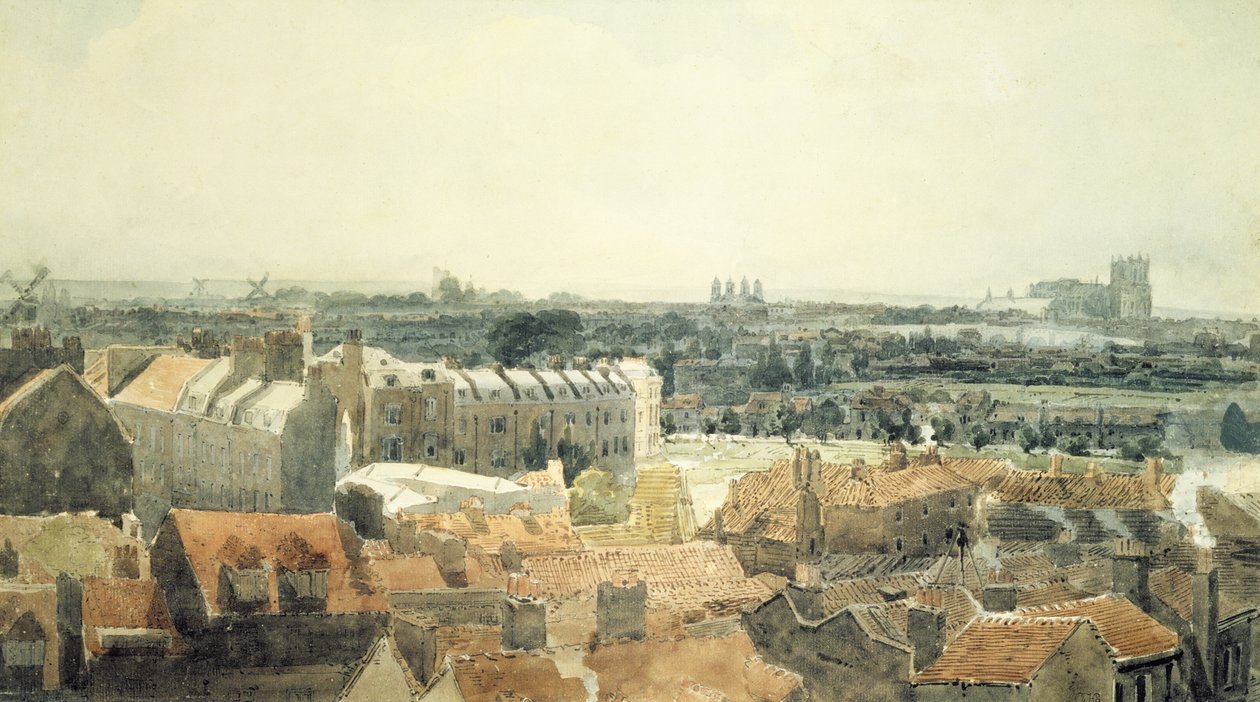 Westminster ve Lambeth (kağıda tuvalet ve kalem) by Thomas Girtin