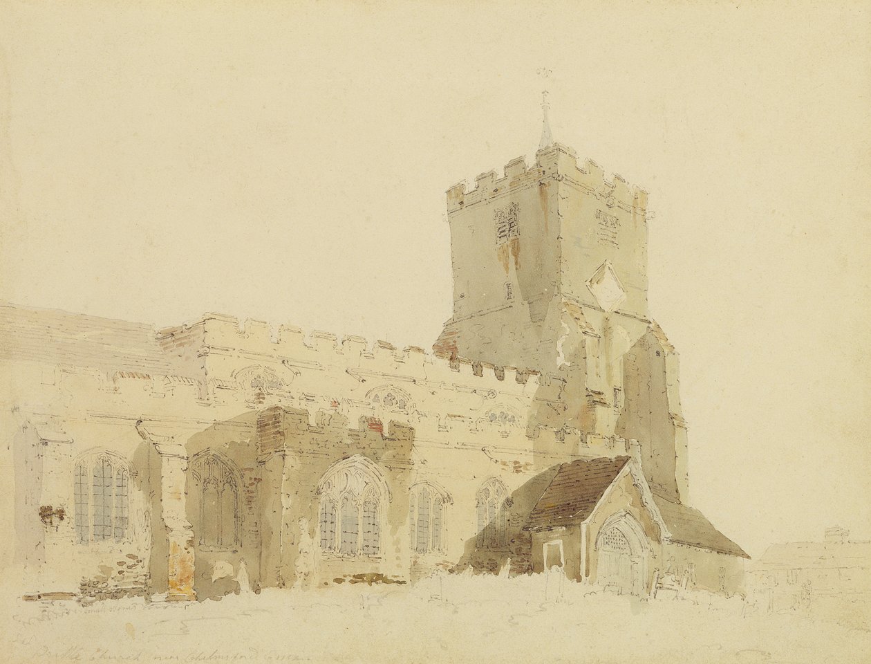 Writtle Kilisesi, Essex, c.1795 (kağıt üzerinde grafit üzerinde wc) by Thomas Girtin