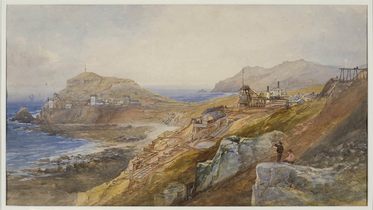 St Just United Mines, c.1870 (kağıt üzerinde wc) by Thomas Hart