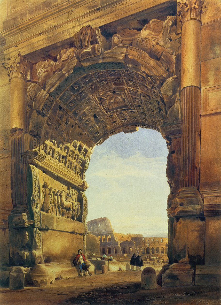 Kolezyum, Roma ile Titus Kemeri by Thomas Hartley Cromek