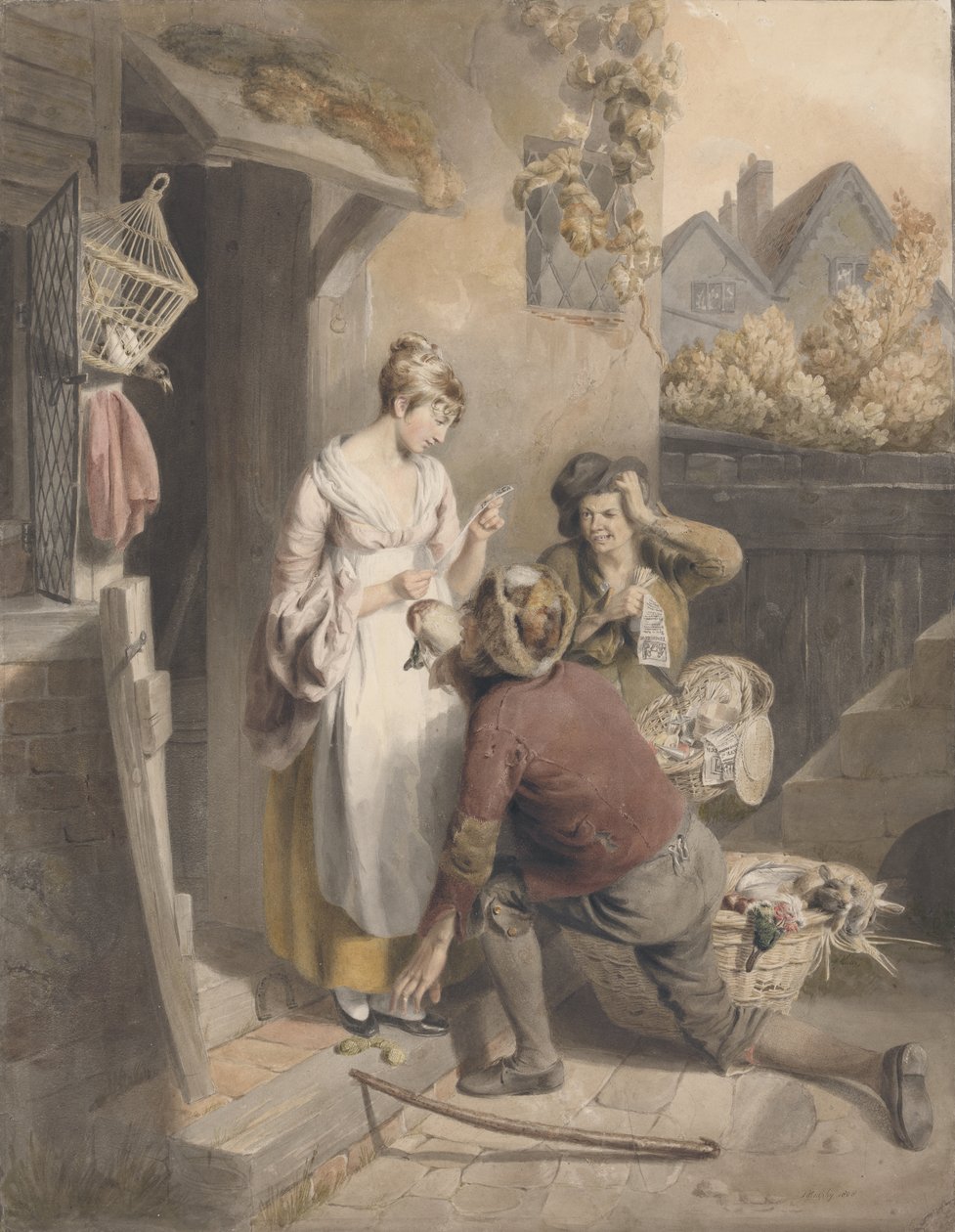 Dikkatsizlik, 1808 (wc, kalem & mürekkep, kağıt üzerine sünger ve kurşun kalem) by Thomas Heaphy
