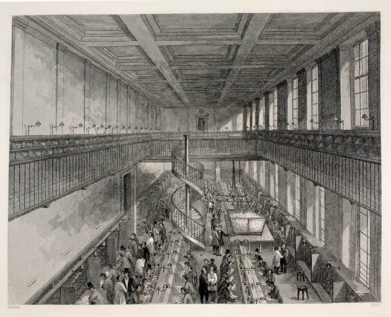 Genel Postane, Mektup Taşıyıcıları Odası, 'London Interiors with onların Kostümleri ve Törenleri' pub'ından gazetelerin gönderilmesi için düzenlenmiştir. Joseph Mead, Londra, c.1843 (çelik oyma) by Thomas Hosmer Shepherd