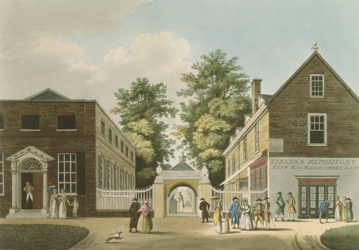 Eski Kuyular ve Pompa Odası, Cheltenham (aquatint) by Thomas Hulley