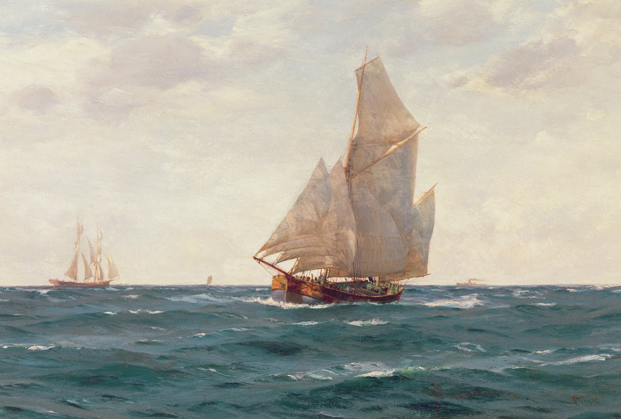 Sahilde Bir Ketçap ve Bir Brigantine, 1905 dolayları by Thomas J. Somerscales