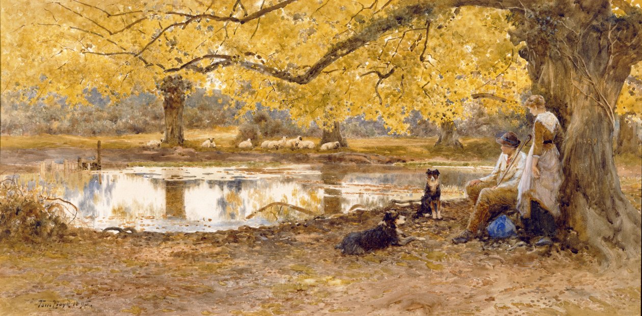 The Trysting Place, 1895 (wc ve bodycolor) by Thomas James Lloyd
