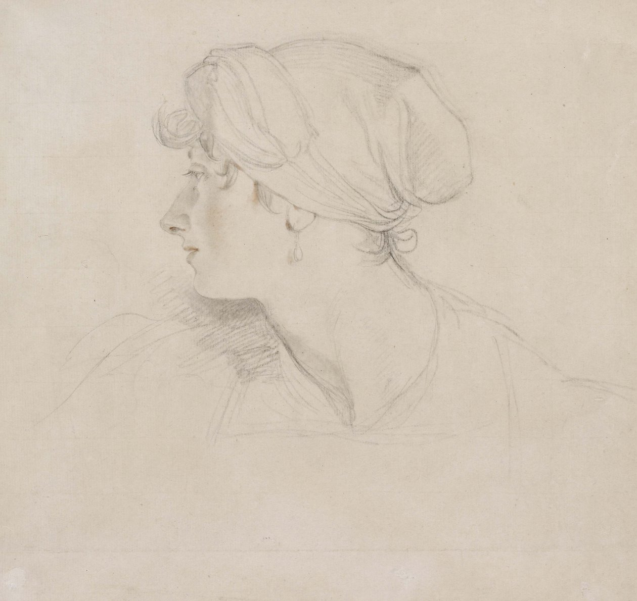Bayan Jens Wolff (siyah tebeşir, ince beyaz kağıt üzerine kırmızı tebeşirle dokunulmuş, Japonya kağıdına serilmiş) by Thomas Lawrence