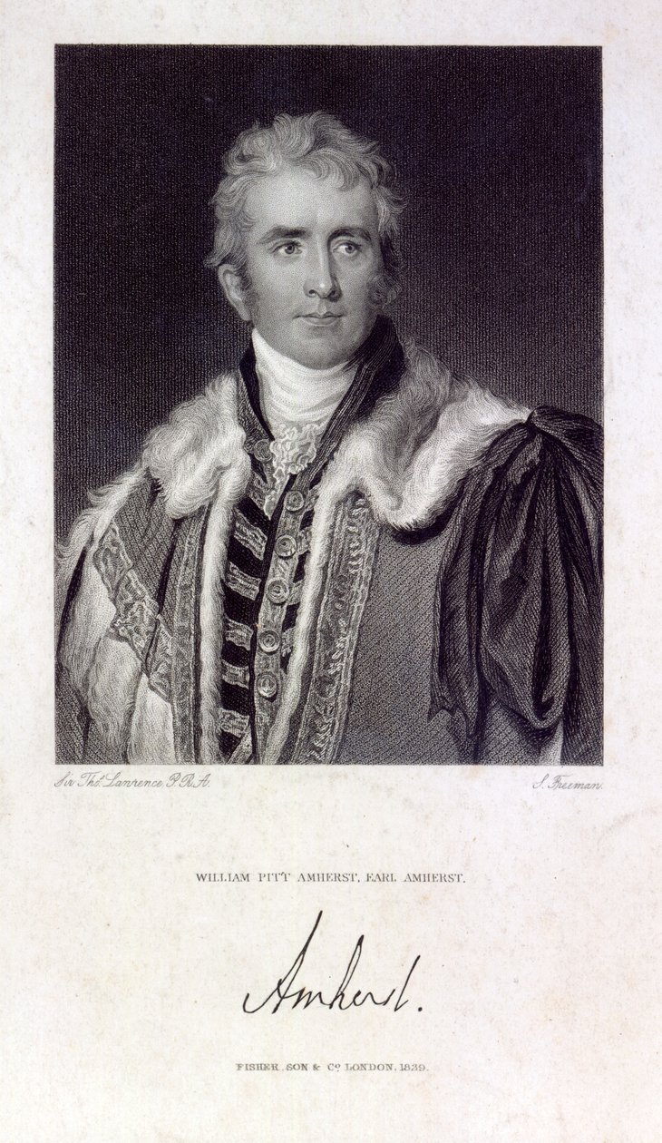 William Pitt Amherst, Arracan Kontu Amherst (1773-1857), Samuel Freeman (1773-1857), 1829 tarafından oyulmuş by Thomas Lawrence