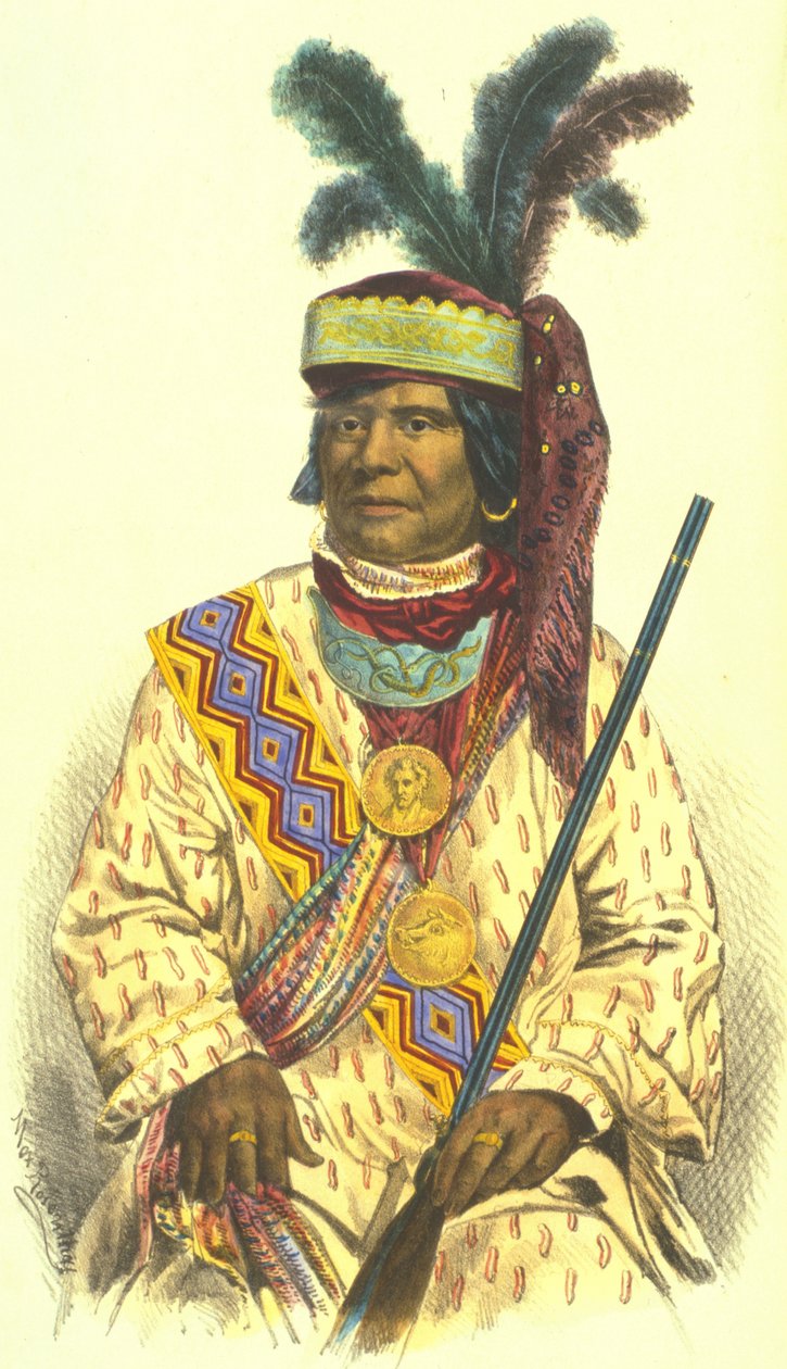 Billy Bowlegs, 1870 (el boyaması taş) by Thomas Loraine McKenney