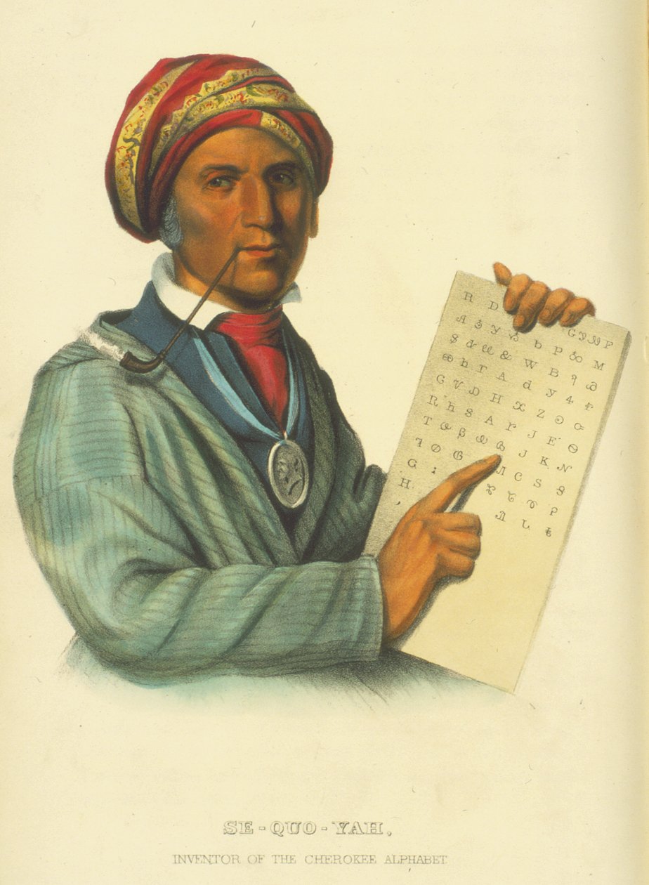 Se-Quo-Yah, 1848 (el boyaması taş) by Thomas Loraine McKenney
