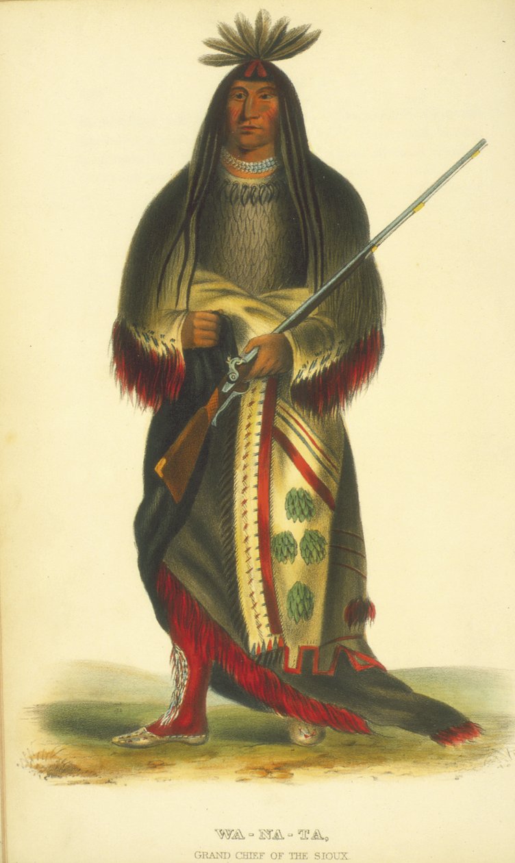 Wa-Na-Ta, Siyuların Büyük Şefi, 1848 (el boyaması taş) by Thomas Loraine McKenney