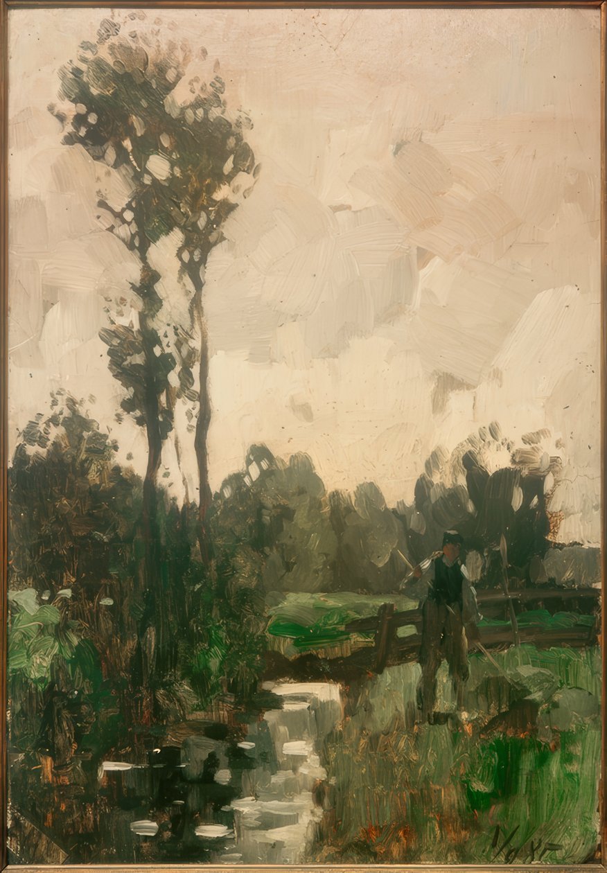 Dere kenarında çiftçi by Thomas Ludwig Herbst