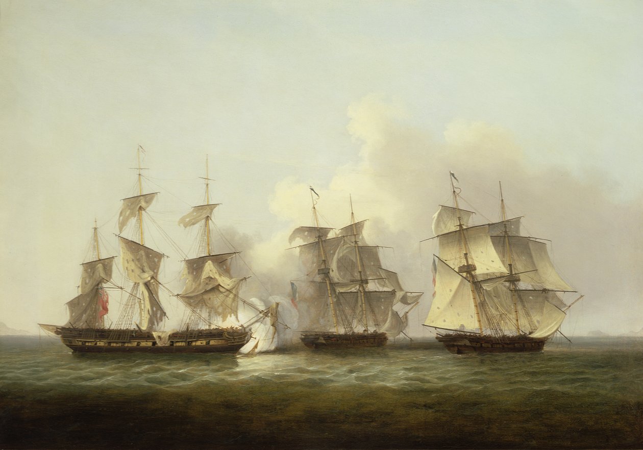 HMS Gore, Fransız Brigs Palinure ve Pilade ile Eylemde (ayrıca bkz. 197355) by Thomas Luny