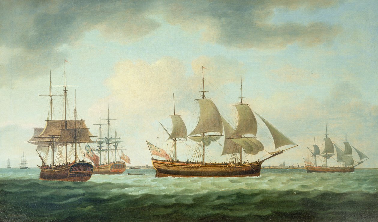 Sahil Açıklarında Ticaret Gemileri, 1783 by Thomas Luny