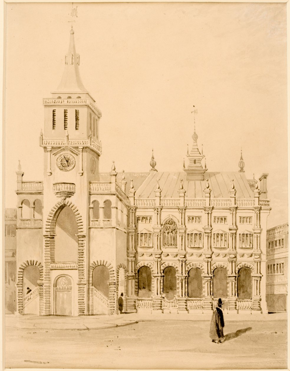 Orijinal Guildhall'ın dışı (kağıt üzerine mürekkep (siyah) (kart üzerinde)) by Thomas Miles Richardson