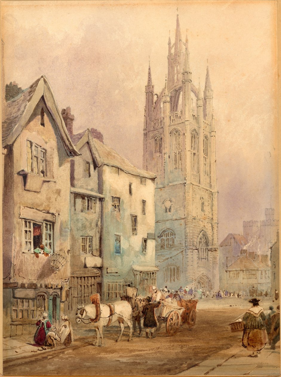 St Nicholas Katedrali, Newcastle upon Tyne (mürekkep (sepya) ve kağıt üzerine suluboya (kart üzerinde)) by Thomas Miles Richardson