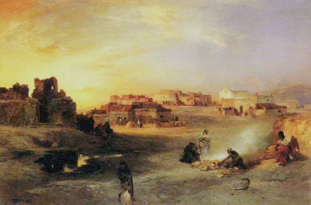 Kızılderili Pueblo, 1905 by Thomas Moran