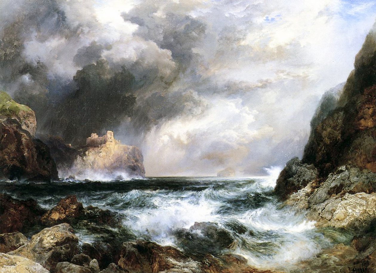 İskoçya'da Kale, 1910 by Thomas Moran