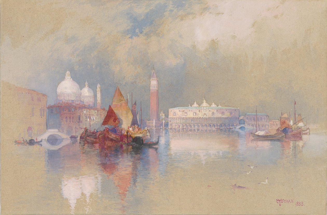 Venedik görünümü, 1888 (kağıt üzerine grafit üzerine wc ve guaj) by Thomas Moran