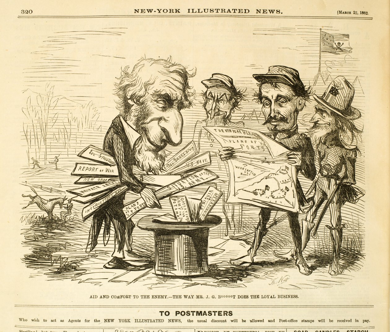 Düşmana Yardım ve Rahatlık. - Yol Bay J.G. B*****T Sadık İş Yapar, 1862 (ahşap gravür) by Thomas Nast