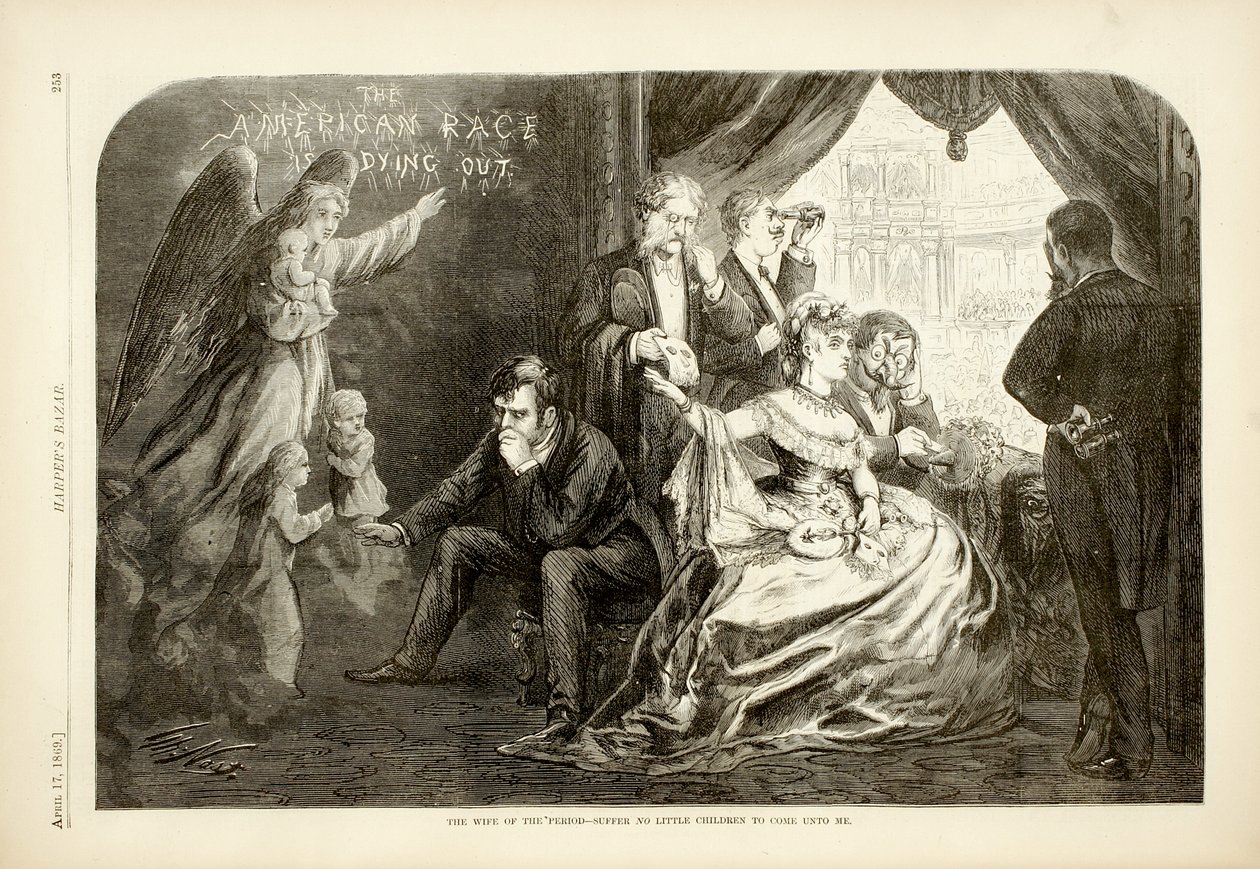 Dönemin Karısı - Bana Gelecek Küçük Çocuklara Dayanma, 1869 (ahşap gravür) by Thomas Nast