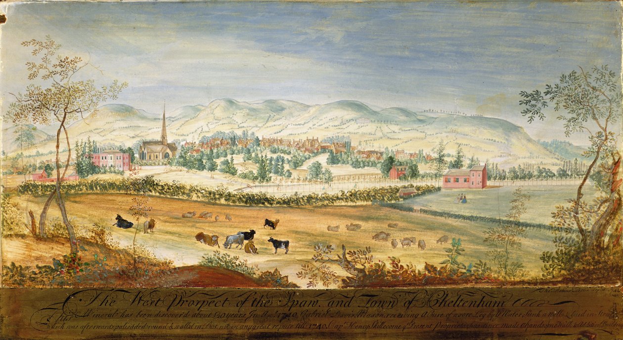 Cheltenham Spa ve Town West Prospect, 1748 by Thomas Robins