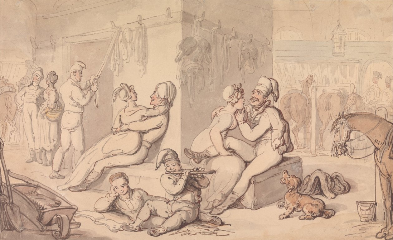 Bir Süvari Kışlası by Thomas Rowlandson