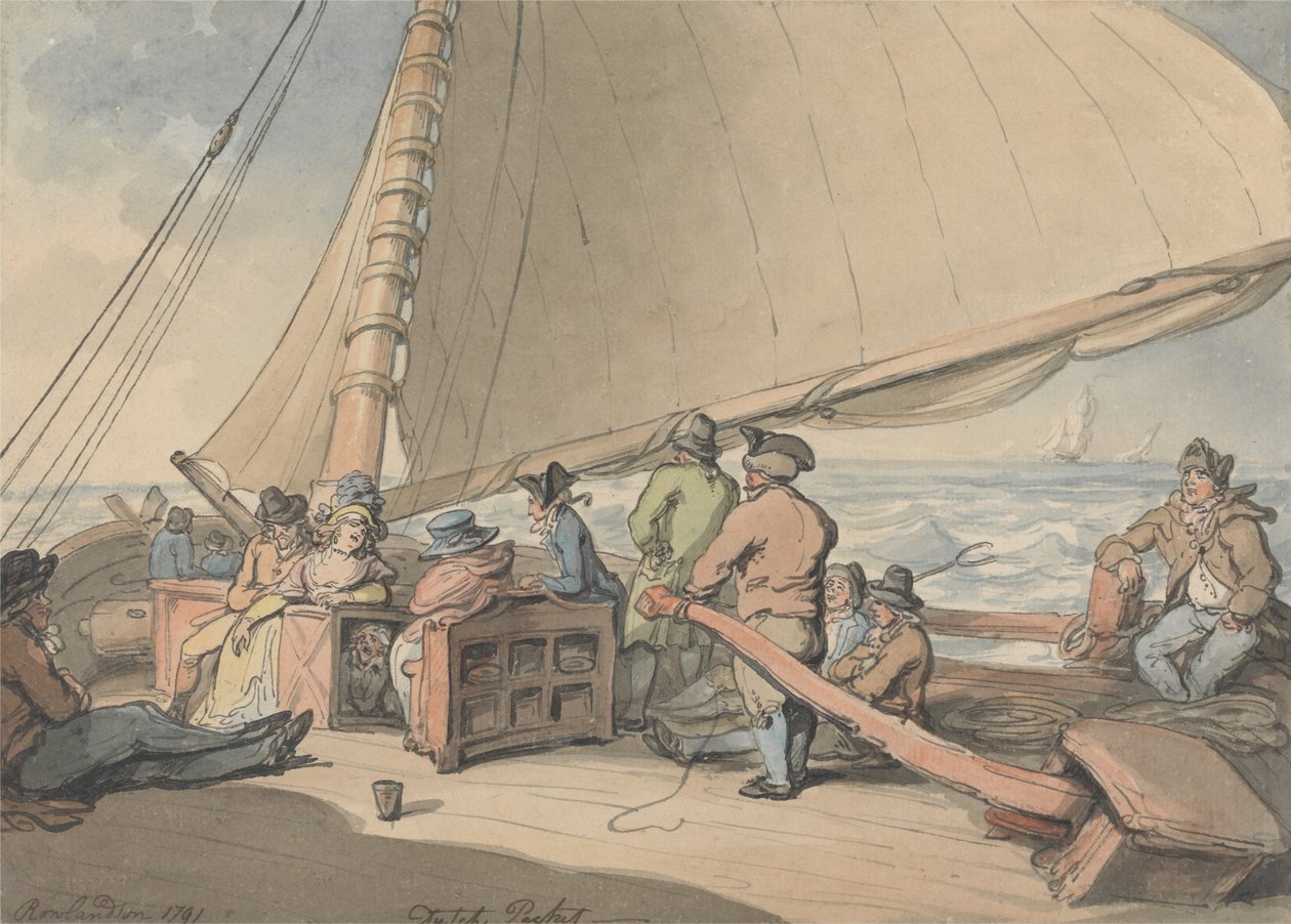 Yükselen Bir Esintide Bir Hollanda Paketi by Thomas Rowlandson