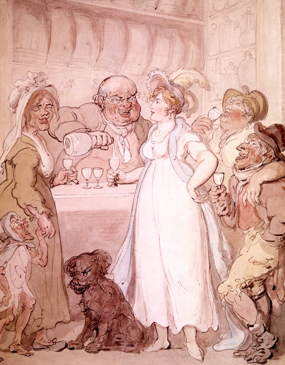 Bir Cin Dükkanı, c.1808-09 (sulu boya) by Thomas Rowlandson
