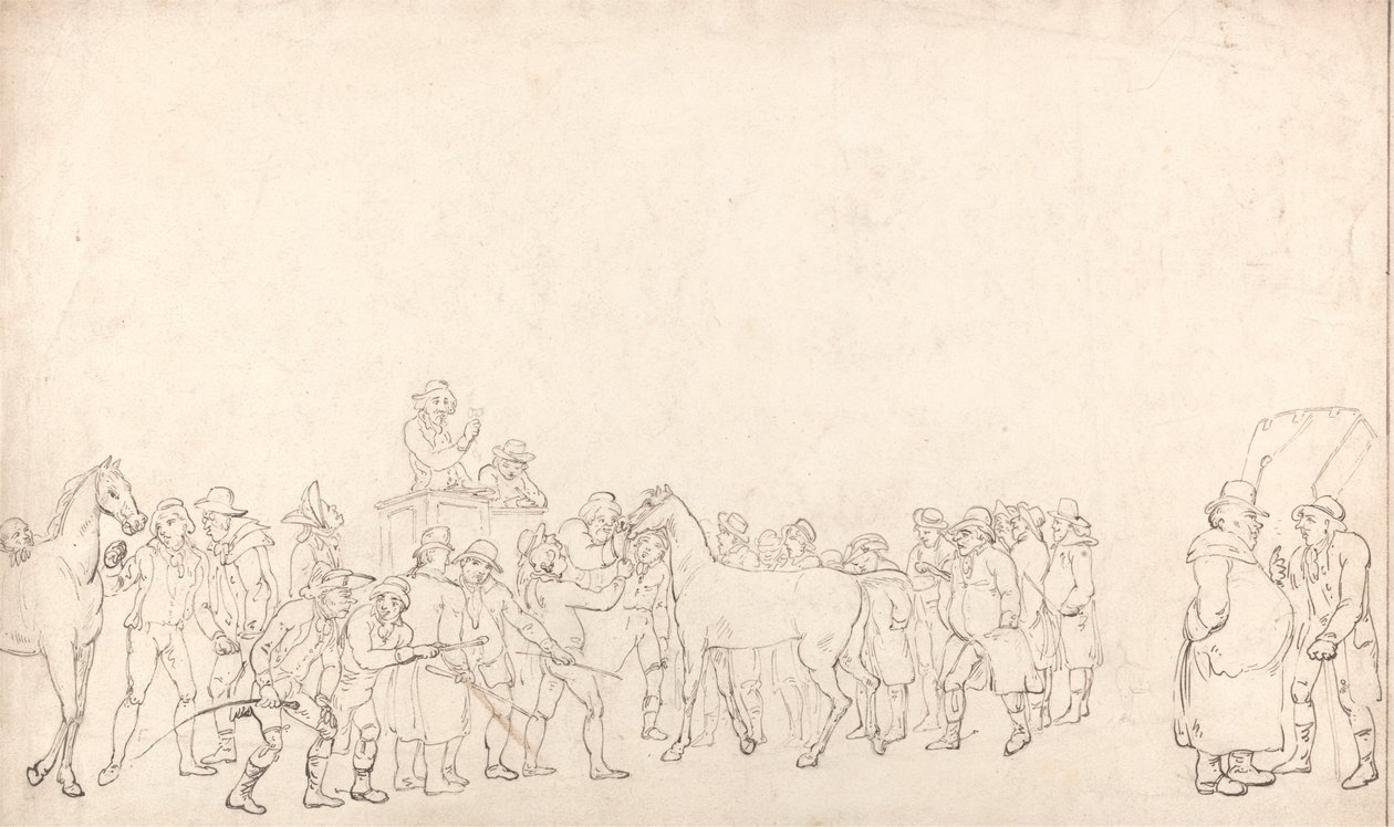 Hopkinss Deposunda Bir At Satışı (Bir taslak) by Thomas Rowlandson