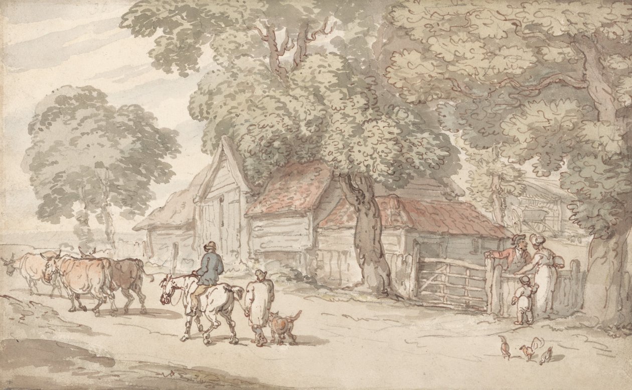 Çiftliğin Yanındaki Yol by Thomas Rowlandson