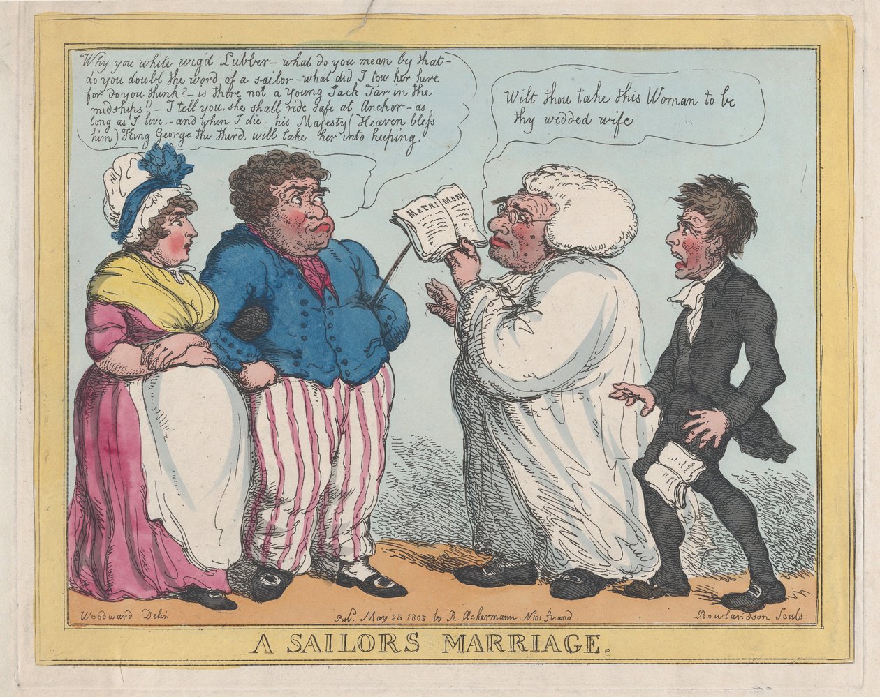 Bir Denizciler Evliliği, 1805 (renkli gravür) by Thomas Rowlandson