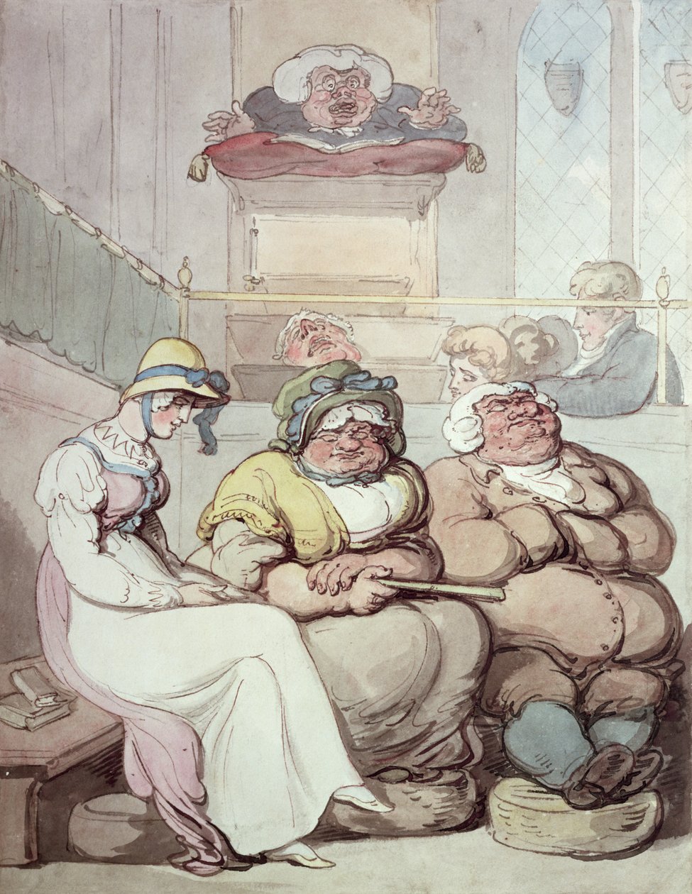 Uykulu Bir Cemaat (kağıt üzerinde mürekkep ve wc) by Thomas Rowlandson