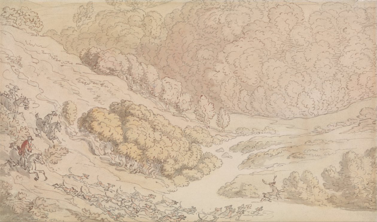 Batı Ülkesinde Bir Geyik Avı by Thomas Rowlandson